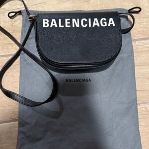 Authentic Balenciaga Black Leather cross body bag